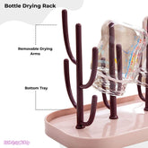 Baby Bottle Drying Rack Storage for Baby Feeding Essential (Pink Brown)
